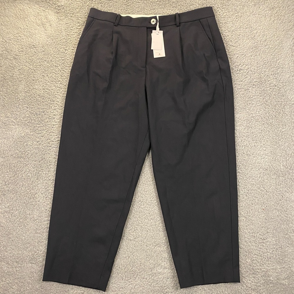 Tommy Hilfiger Pants Womens 14 Dress Cropped Tapered Pleated Wool Blend Blue NEW